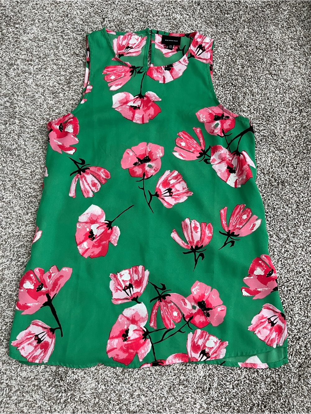 Who What Wear Green and Pink Floral Blouse